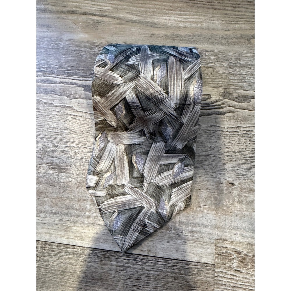Pierre Cardin Mens Necktie Abstract Geometric Silk Grey OS